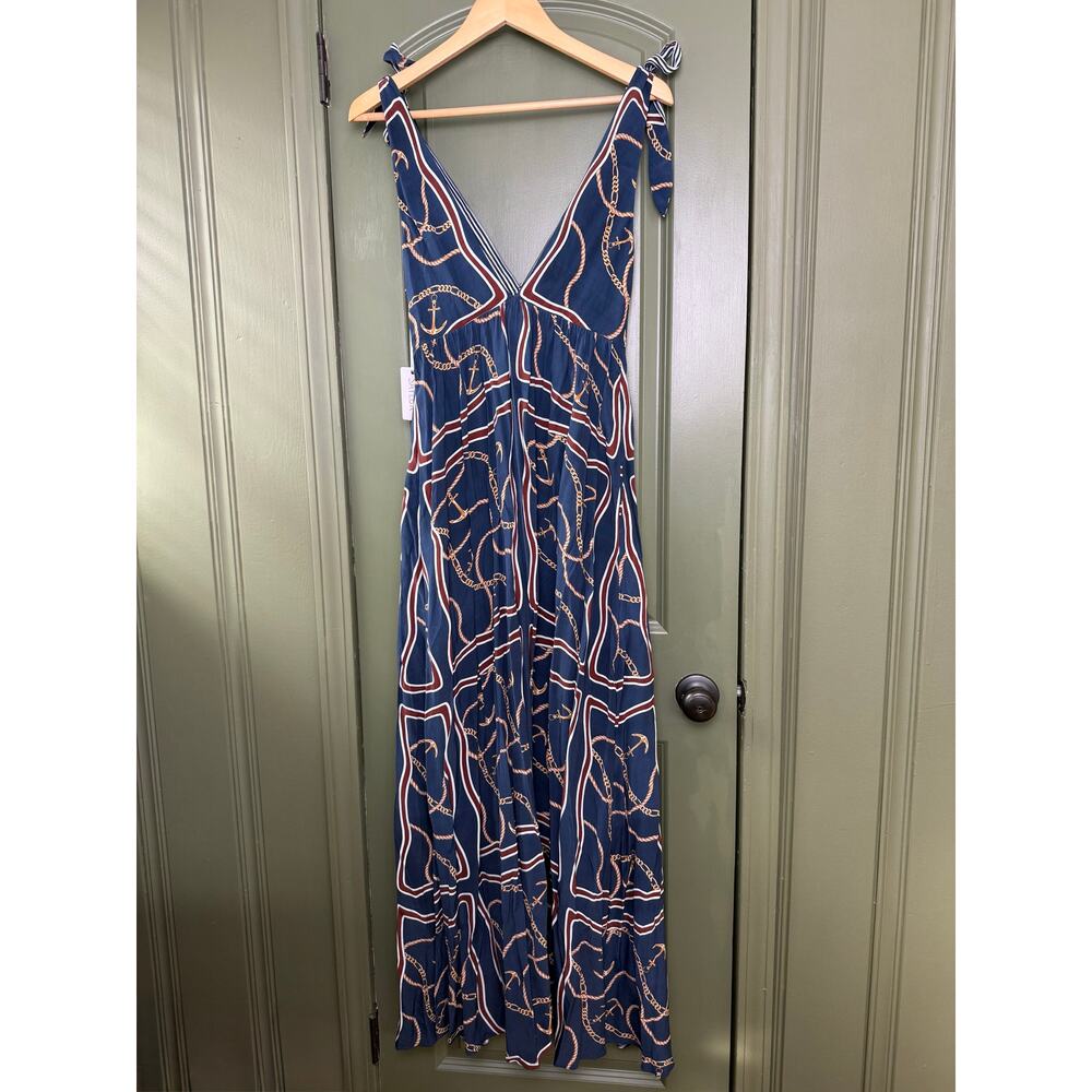NWT Saylor Belinda Nautical Status Print Midi Dress Deep Navy Resort Small - Picture 2 of 5